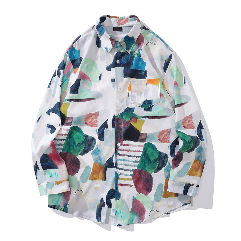 New Spring Retro Graffiti Long Sleeve Shirt