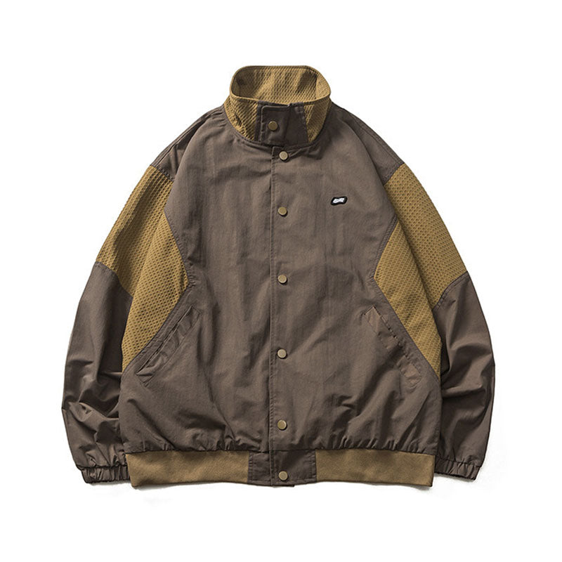 Loose-fitting stand-collar jacket