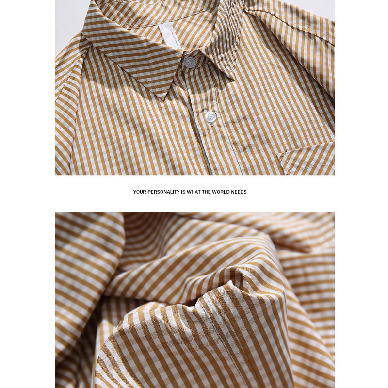 Classic check pattern short-sleeved shirt
