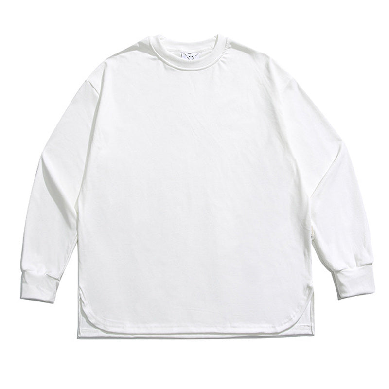四色選べ無地不規則シンプル長袖Tシャツ