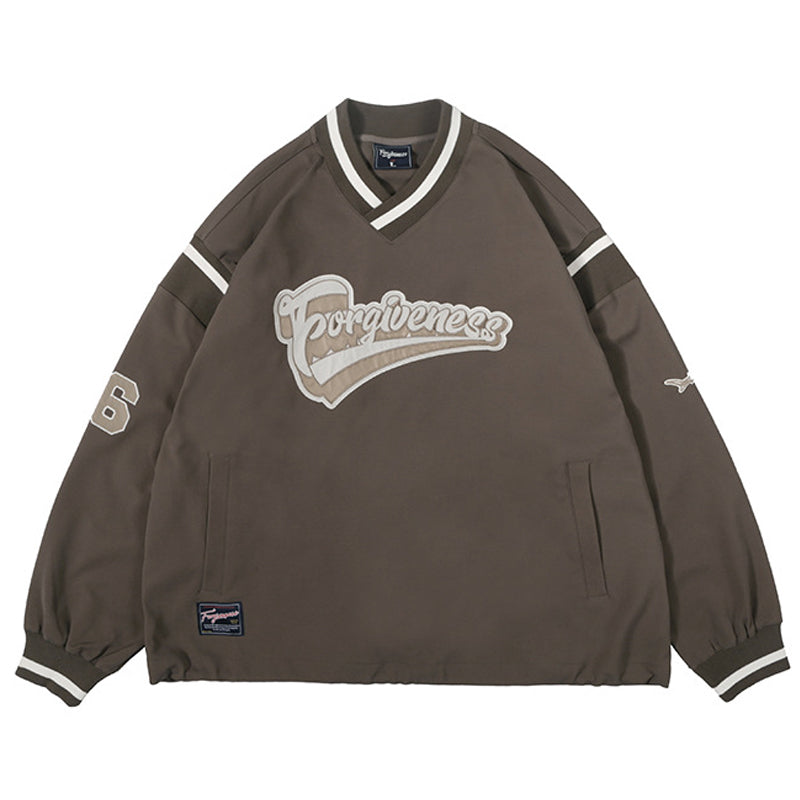Oversized baseball sweatshirt with embroidered badge