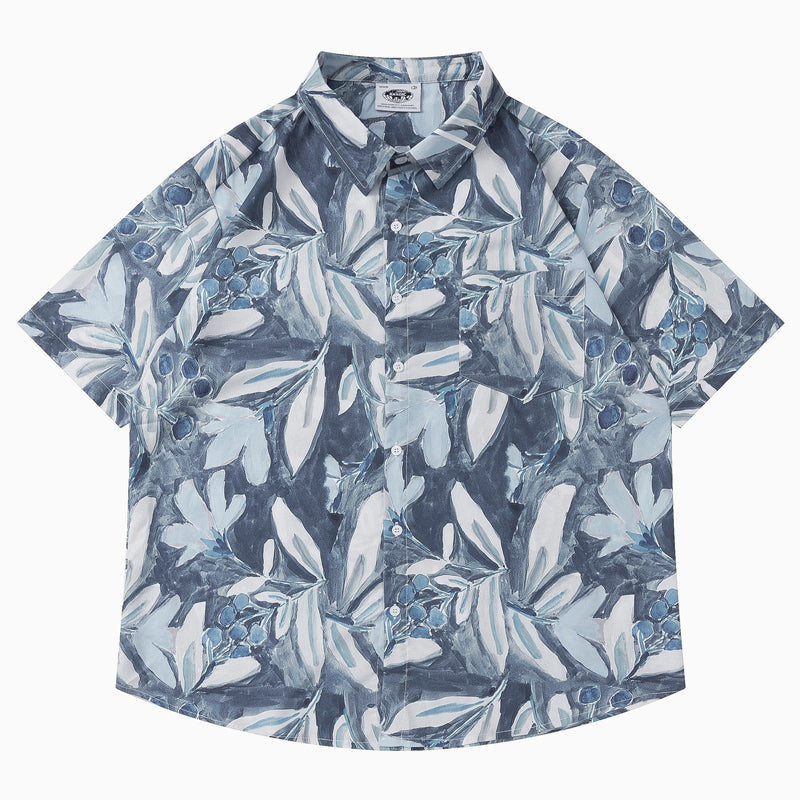 New for summer: Oil painting style floral print short sleeve shirt