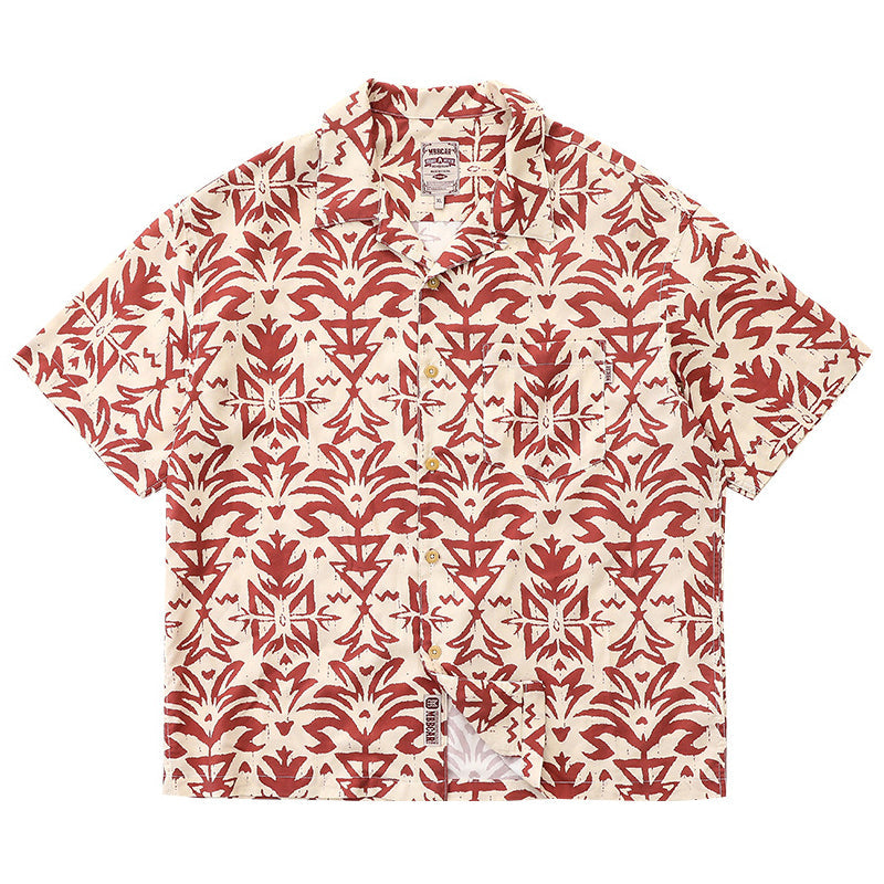 High-quality vintage flower print aloha shirt