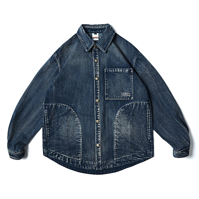 Classic American casual denim pocket jacket