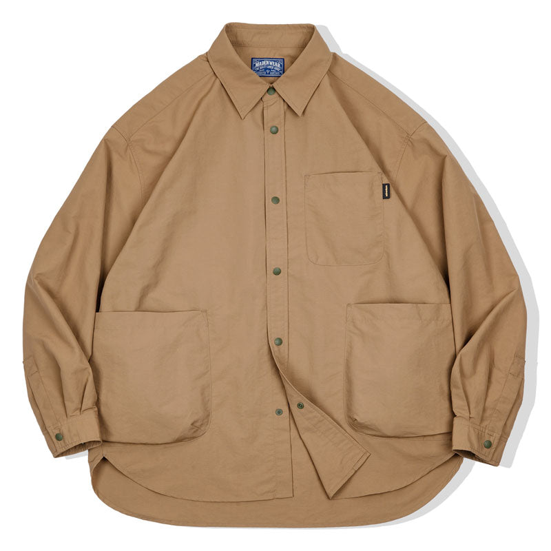 Water-repellent checked Taslon fabric work shirt
