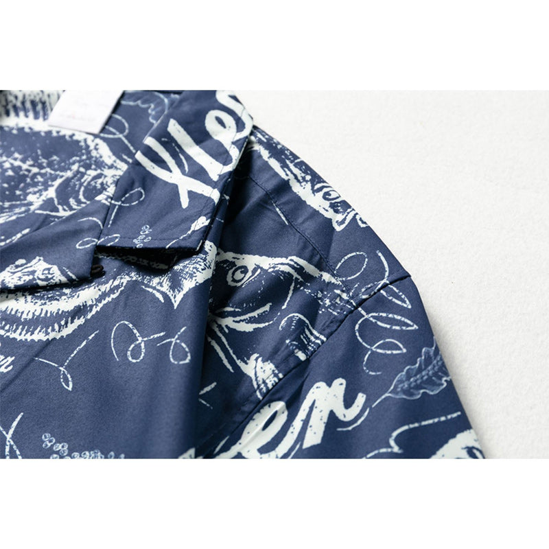 Retro "fish" all-over print aloha shirt