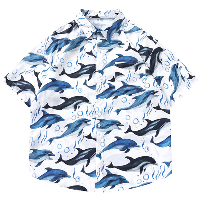 New for summer: Fish print short-sleeved shirt