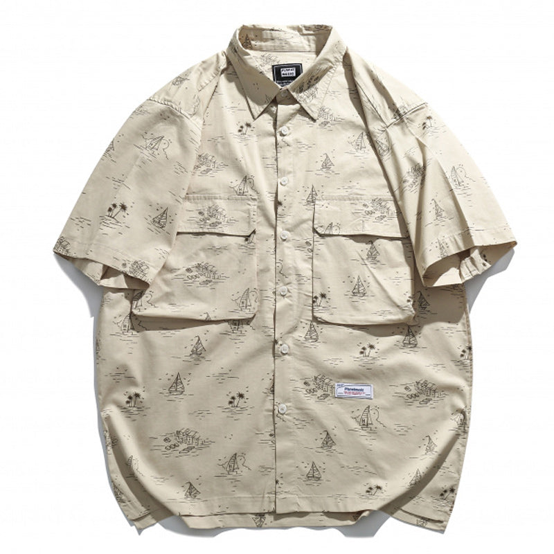 Casual all-over print aloha shirt