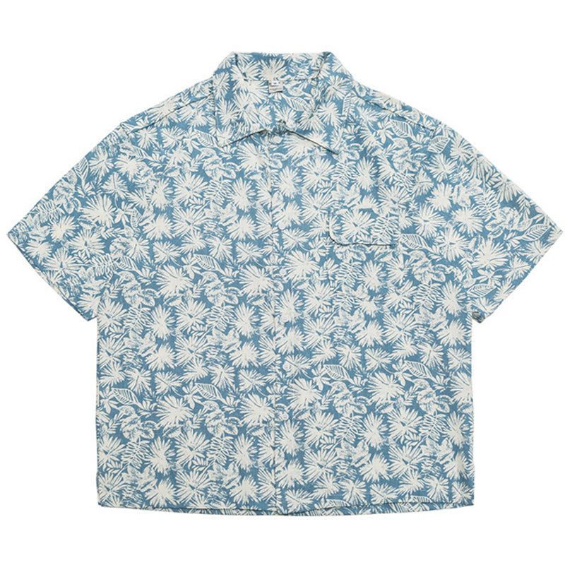 New for summer: Floral print short-sleeved linen shirt