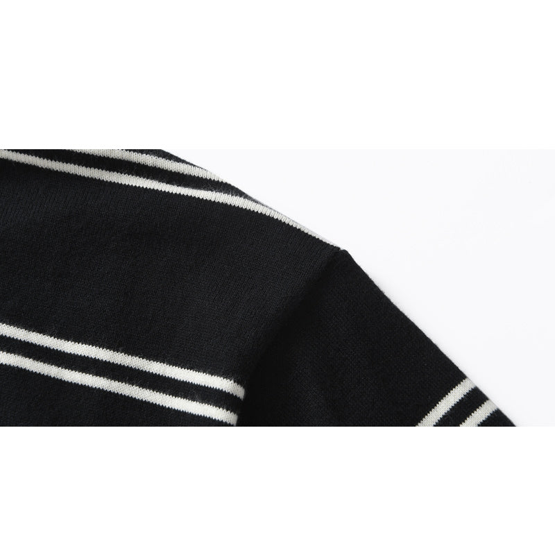 Classic horizontal striped high-quality knit T-shirt for commuting