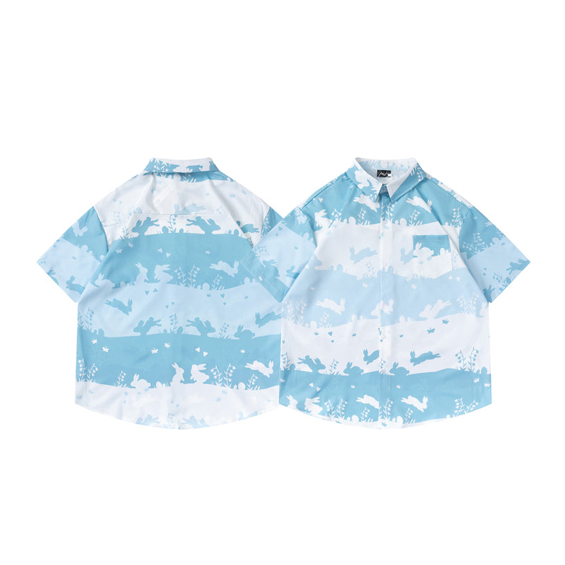 New for summer: Cute rabbit print short-sleeved shirt