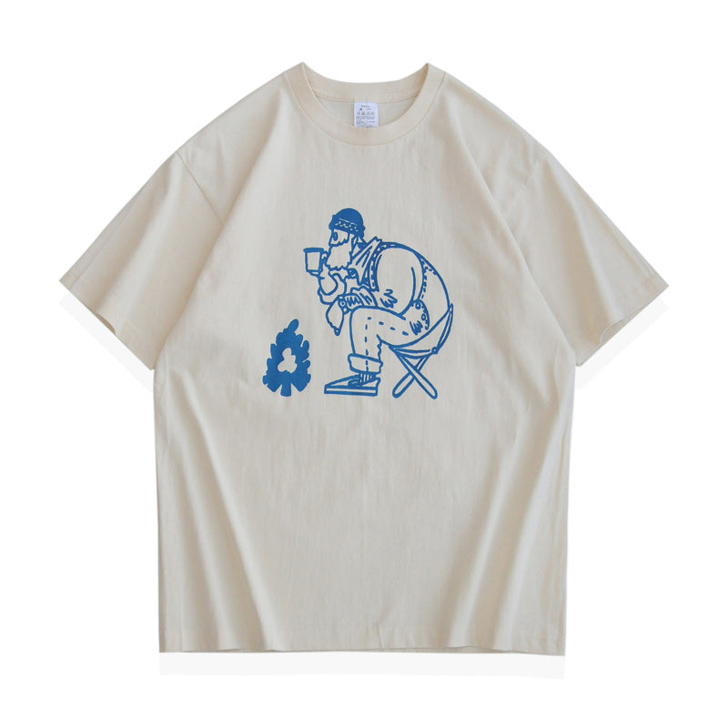 Camp print simple short sleeve T-shirt