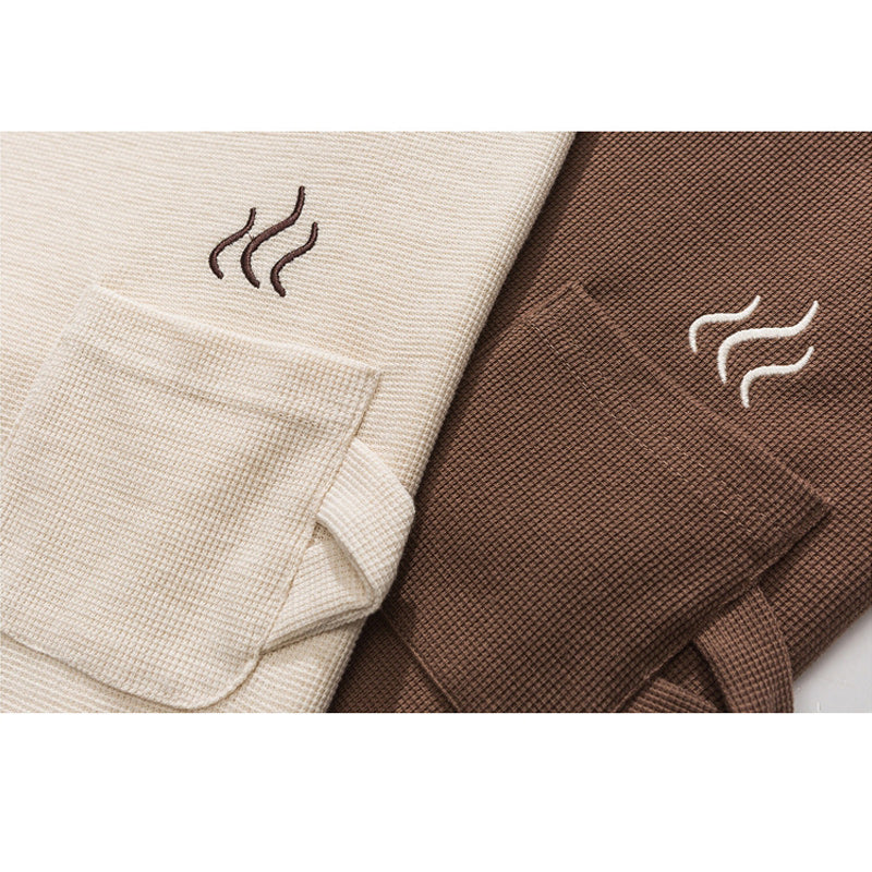 Design pocket waffle crew neck T-shirt