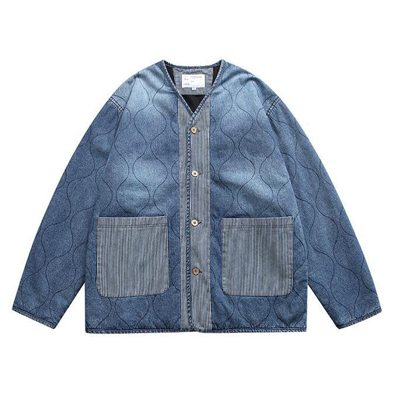 American casual denim V-neck jacket