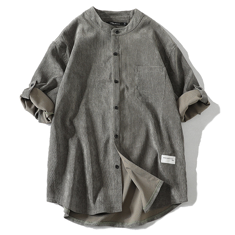 New for summer: Solid color, collarless, short-sleeved shirts M-5XL