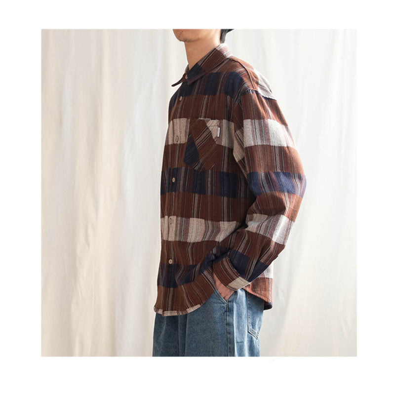 Jacquard colorful check long-sleeved shirt