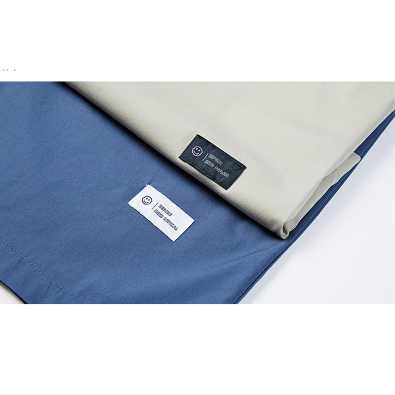 Pocket color-coordinated neck short-sleeved shirt