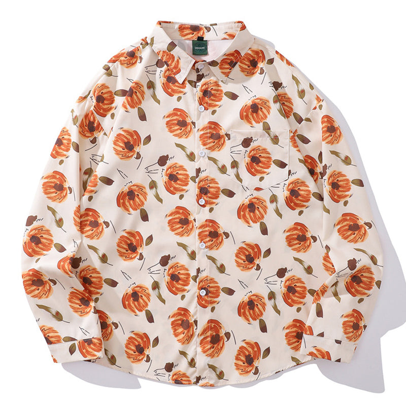 Vintage Spring New Floral Print Shirt