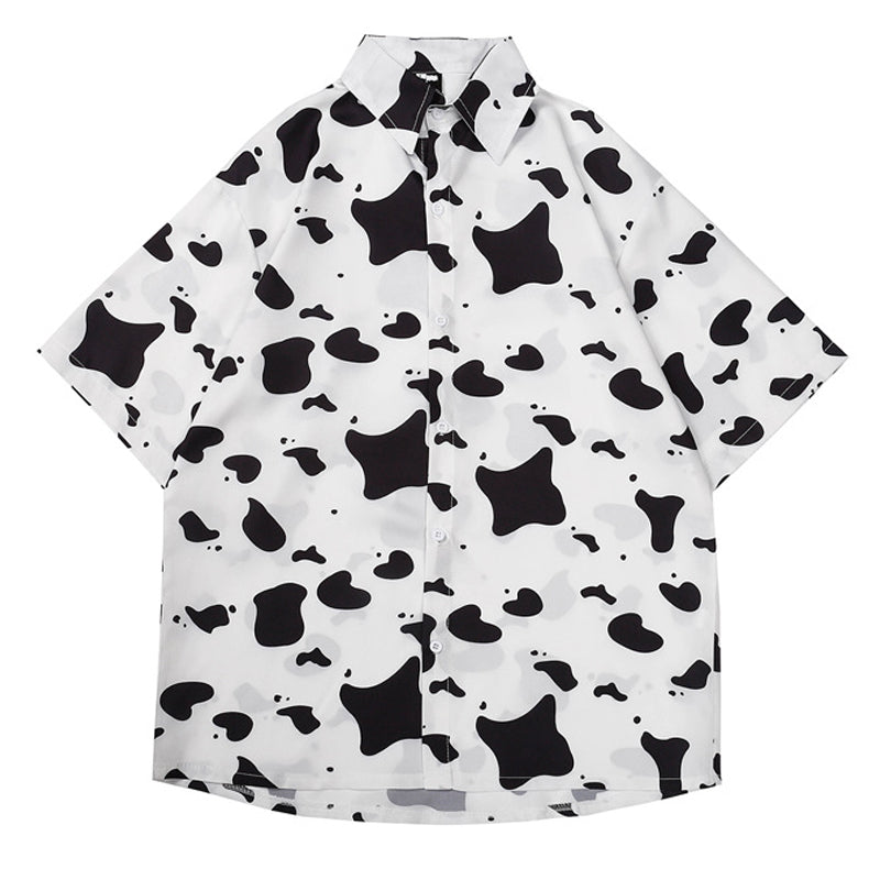 Dairy cow dot print short sleeve shirt