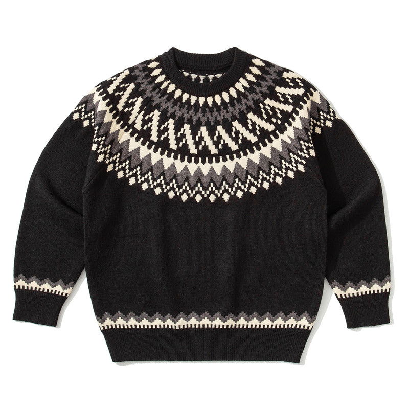 Ethnic Round Neck Knitted Fashion Sweater