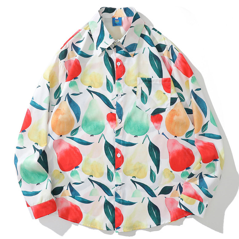 Spring New Casual Fruit Print Long Sleeve Shirt