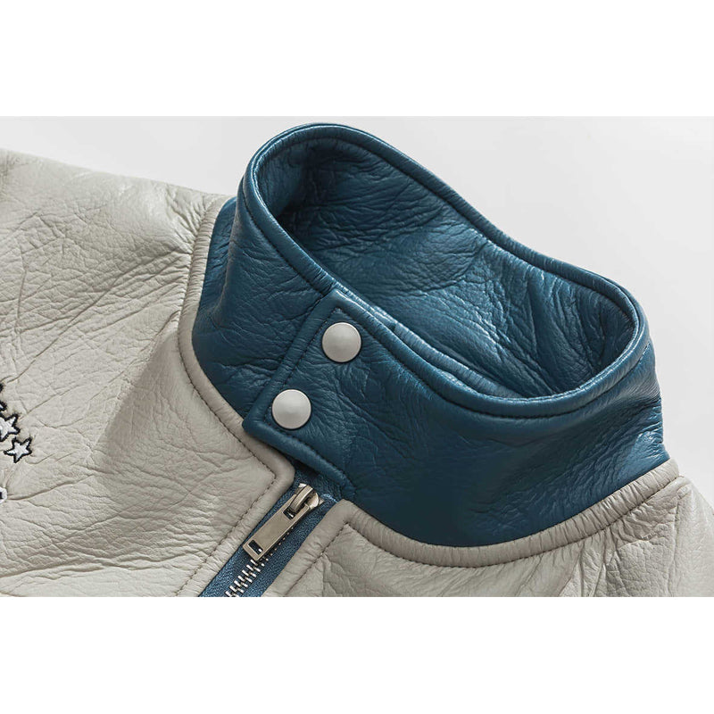 American casual embroidered retro PU jacket
