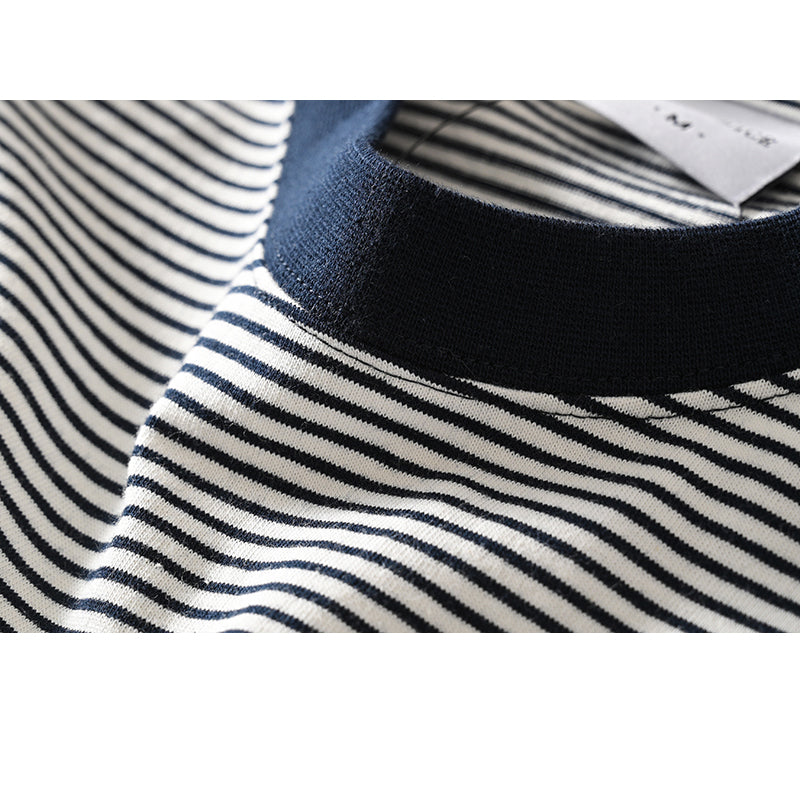 New for summer: Washed cotton striped short-sleeved T-shirt