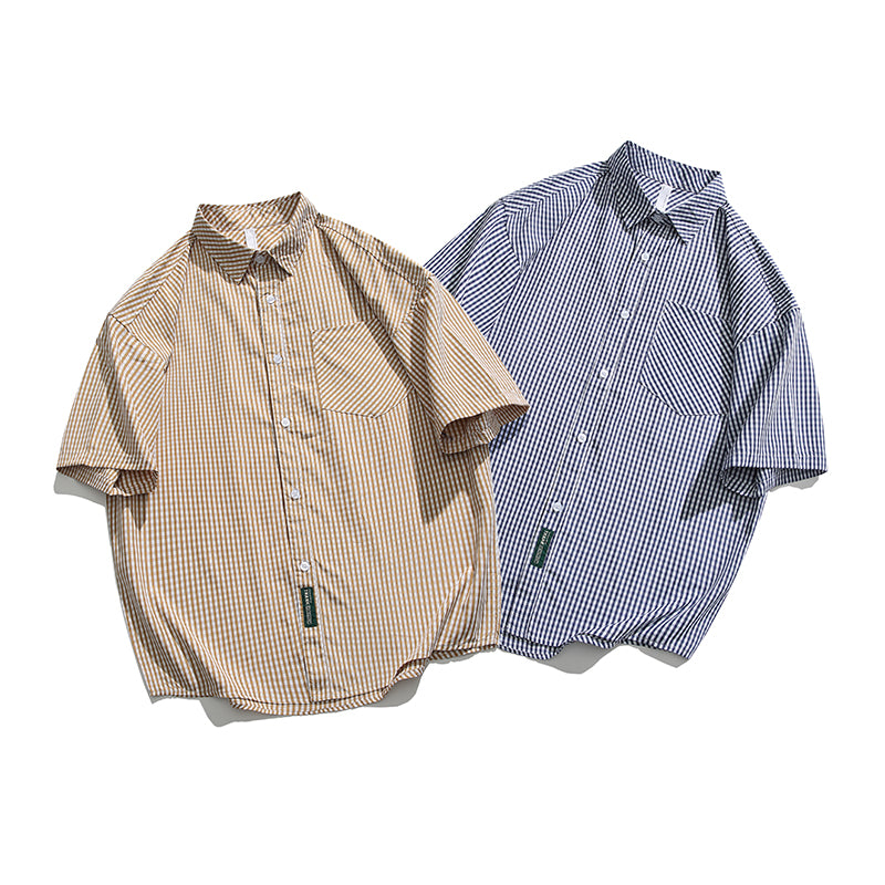 Classic check pattern short-sleeved shirt