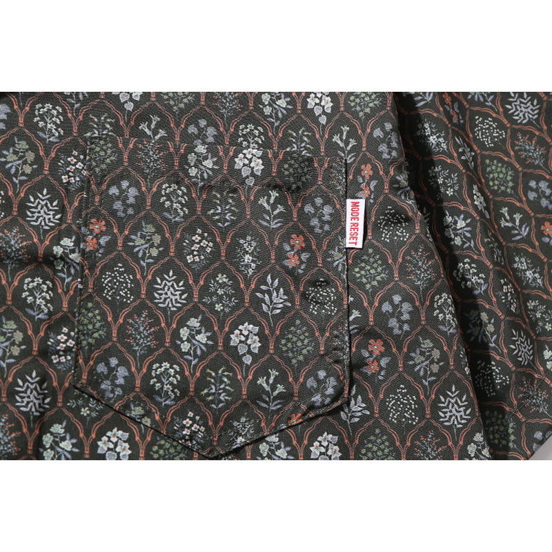 "Honsho Zufu" Plant Print Cuban Shirt