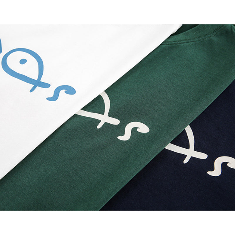 Crew neck fish print short sleeve T-shirt