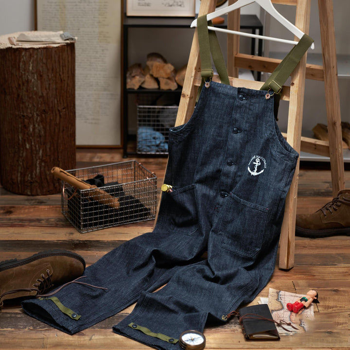 American Retro Navy Deck Overalls Denim