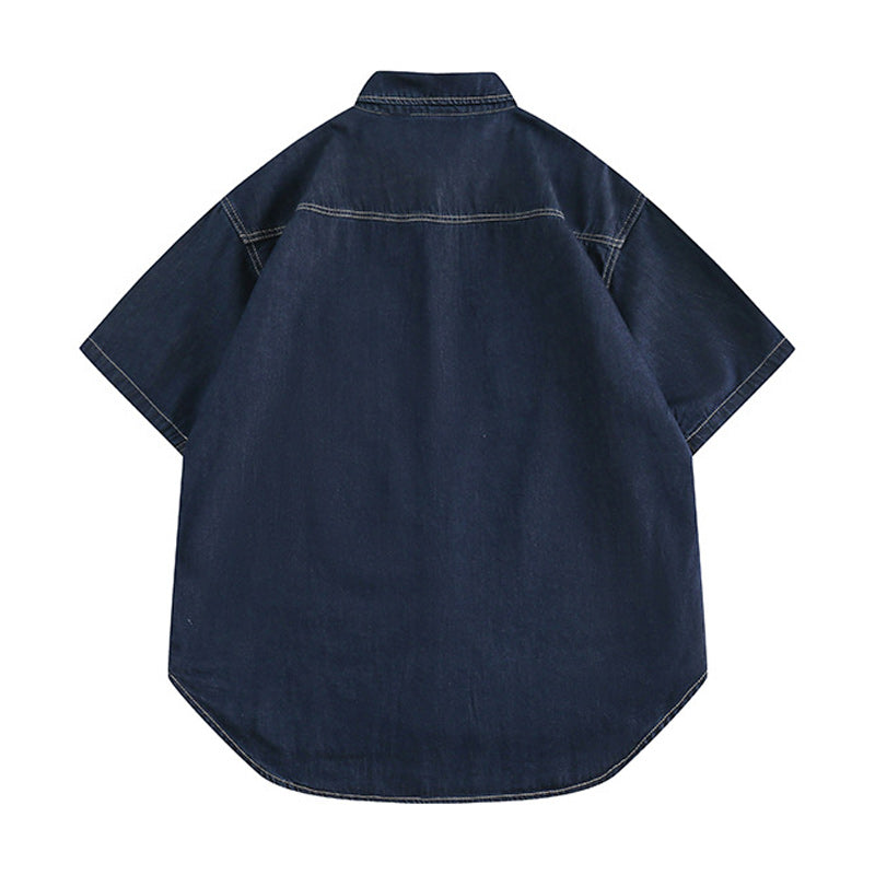 Denim pocket classic short sleeve shirt