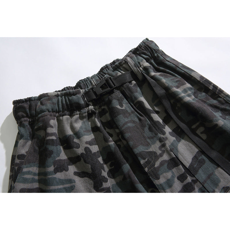 Retro Camouflage Pocket American Casual Shorts