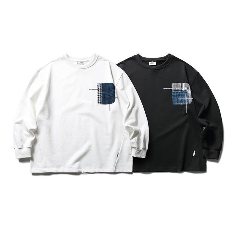 Autumn retro color pocket loose T-shirt