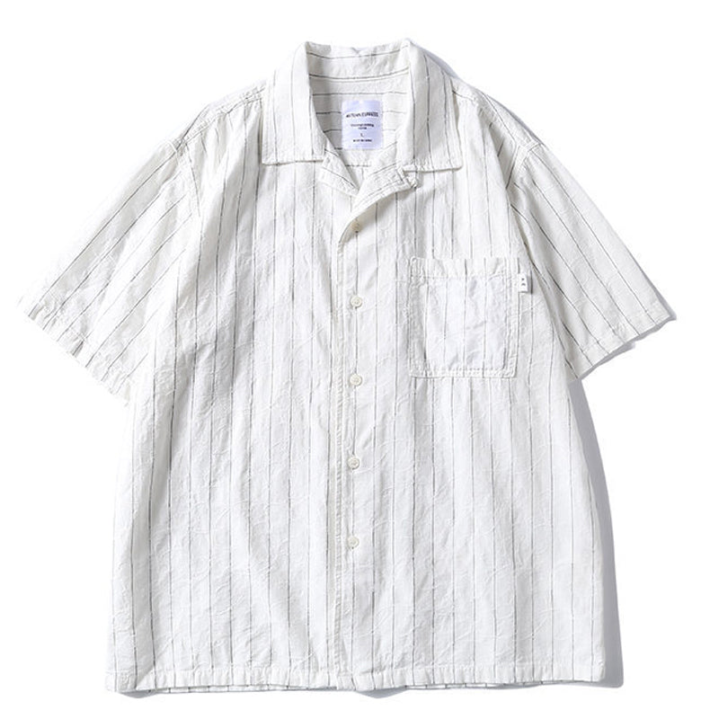 New summer border linen short sleeve shirt