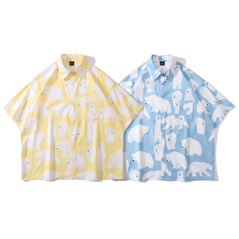 New summer polar bear print short sleeve shirt