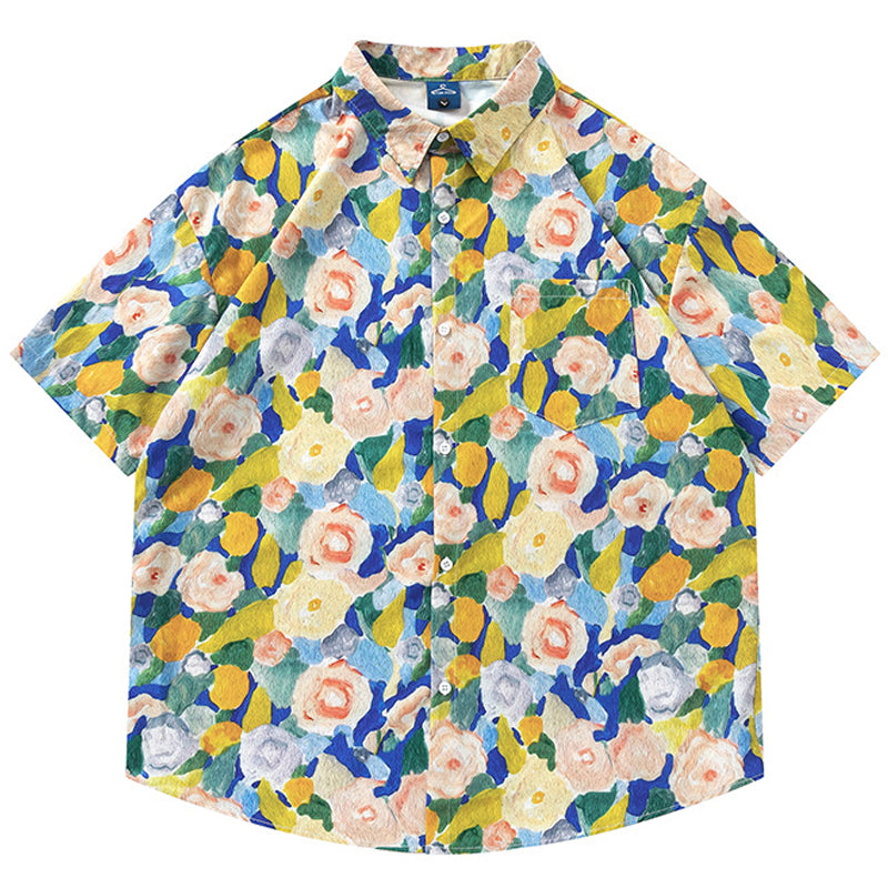 New for summer: Oil painting style print short sleeve shirt