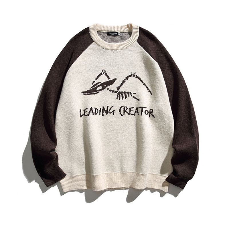 「Leading Creator」シリーズ ジャガード織ラグラン配色ニットセーター