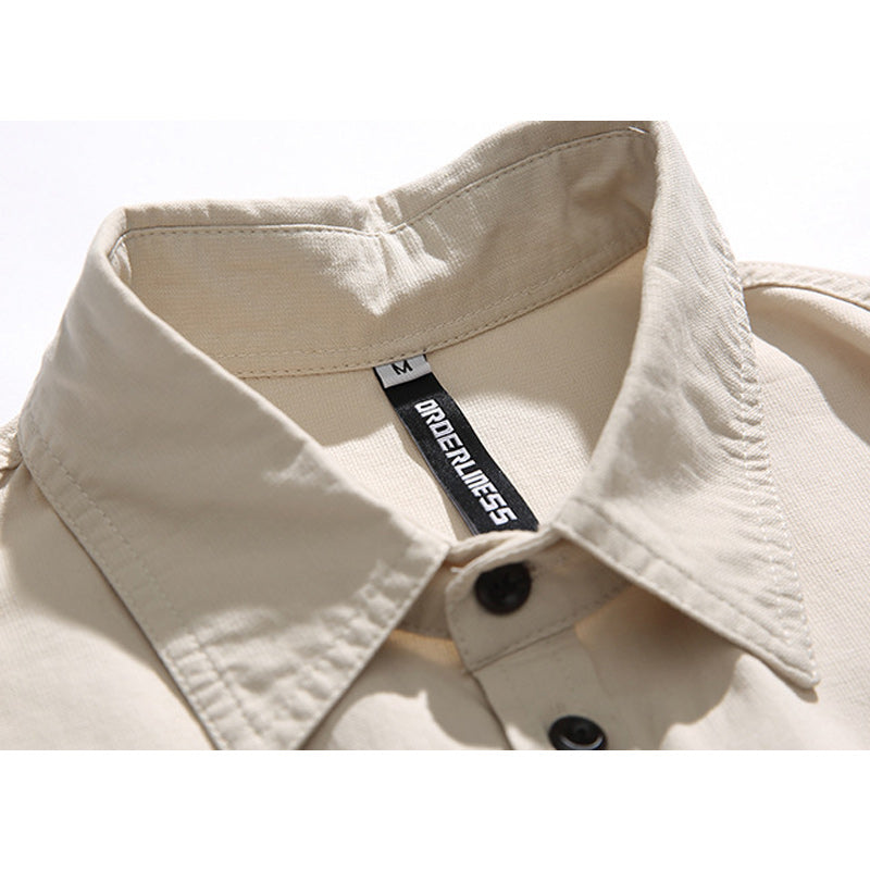 Solid color short-sleeved work shirt in four colors