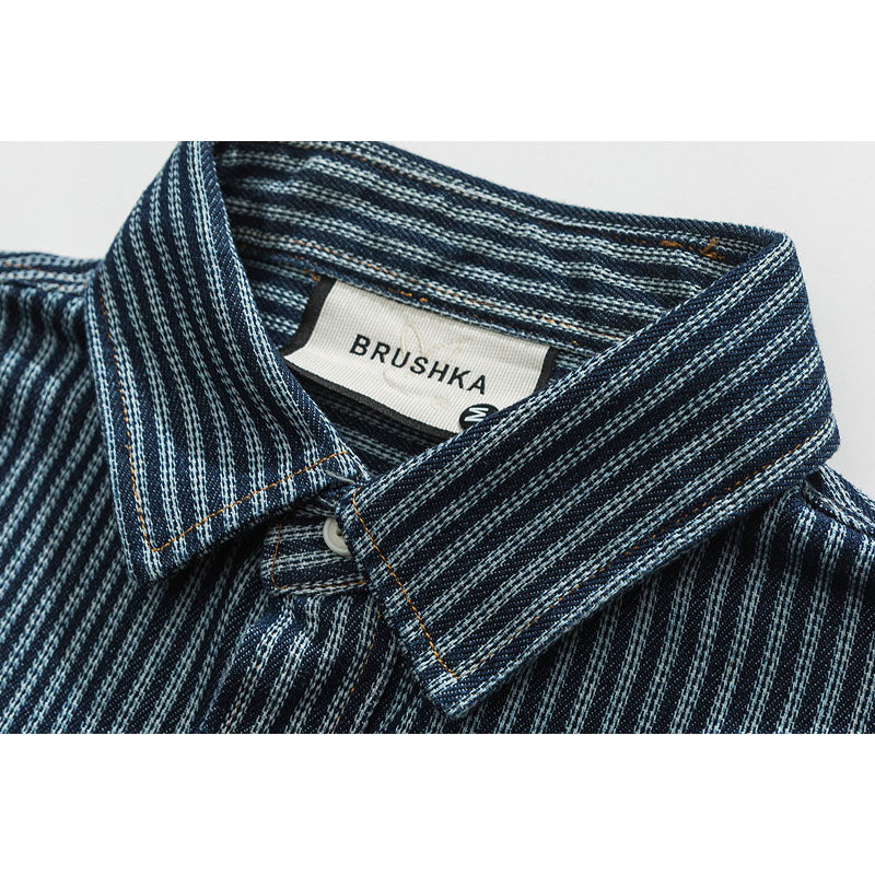 Blue Border Stripe Pocket Skipper Shirt