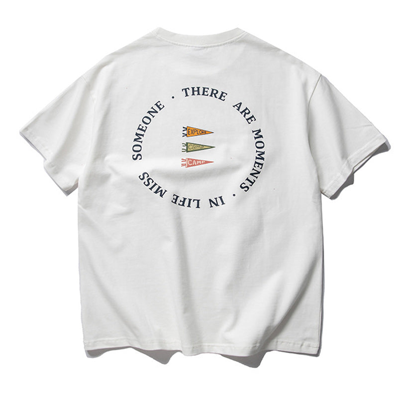 Back alphabet print short sleeve T-shirt