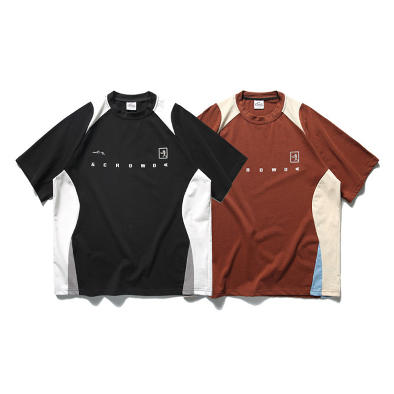 夏新作配色100%コットンアルファベットTシャツ