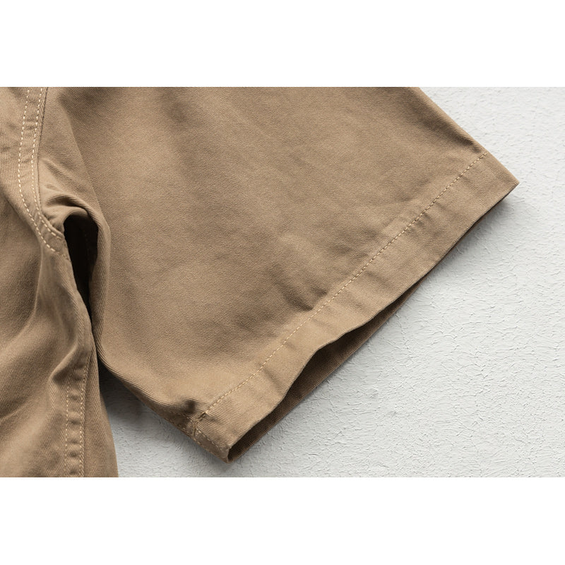 Multi-pocket classic plain work short-sleeved shirt