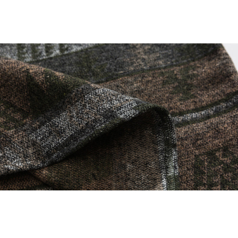 Ethnic NAVAJO all-over print wool blend tweed overshirt