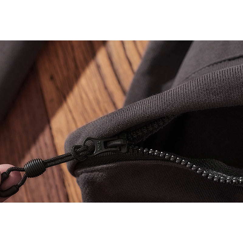 Heavyweight half-button sweatshirt with 3D pockets