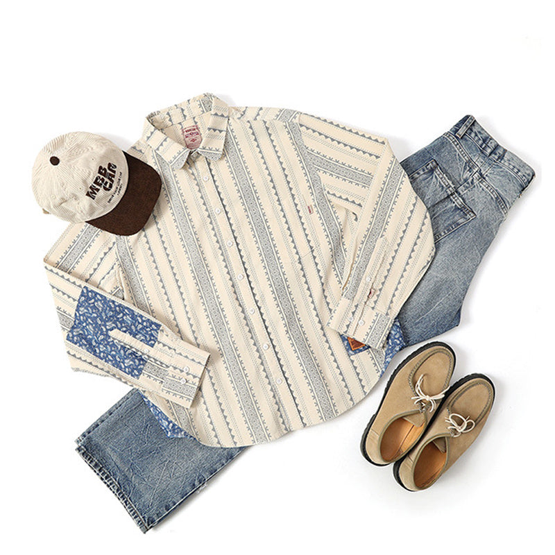 New Spring Ethnic Navajo Cashew Nut Long Sleeve Shirt