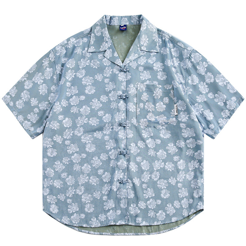 New for summer: ethnic-style button-down short-sleeved shirt