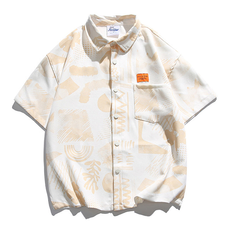 Refreshing all-over print aloha short-sleeved shirt