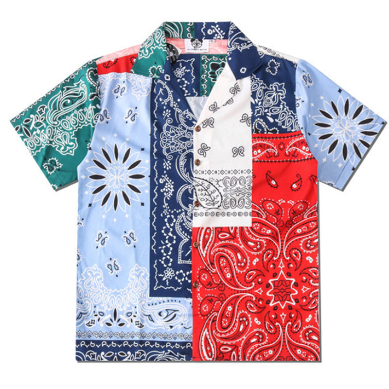 New for summer: ethnic print short-sleeved shirt