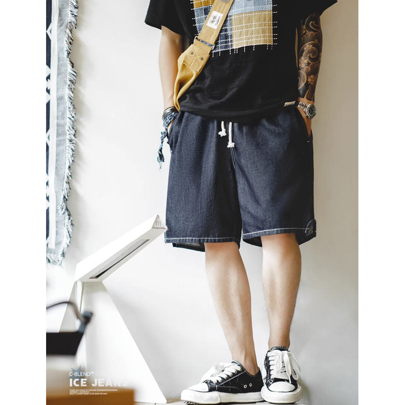 Cool-to-the-touch "C-Blend" denim easy shorts